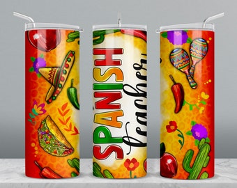 Insegnante di spagnolo 20 oz bicchiere magro png, bicchiere avvolgente png, Giorno dell'insegnante png, Bicchiere insegnante png, Disegni bicchiere da 20 once, download bicchiere