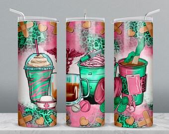 Nurse coffee cups 20 oz skinny tumbler png sublimation design download, tumbler wrap png, Nurse tumbler png, 20 oz tumbler designs, download