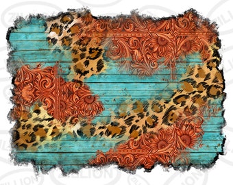 Western leopard tooled leather background png sublimation design download, western pattern png, western background png, sublimate download