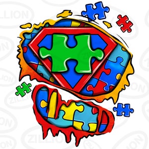 Autismus Superheld ripped Tshirt png Sublimation Design herunterladen, Autismus Bewusstsein png, Autismus Puzzle png, sublimieren Designs herunterladen