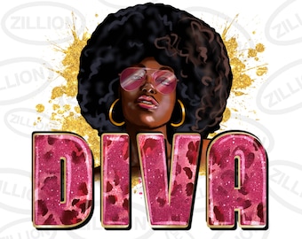 Diva png sublimeringsdesign nedladdning, svart kvinna png, Black History Month png, Juneteenth png, sublimerade designer nedladdning