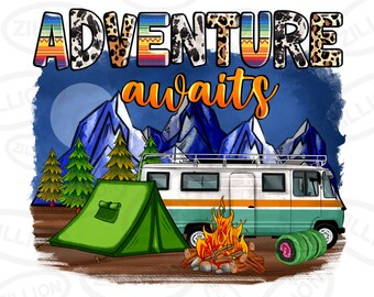 Abenteuer erwartet png Sublimation Design Download, Camp Life png, Camping png, Camping png design, Sublimate designs download