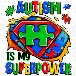 自閉症は私のスーパーパワー 破れた T シャツ png 昇華デザイン ダウンロード、自閉症啓発 png、自閉症パズル png、昇華デザイン ダウンロード