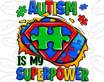 Autism is my superpower ripped tshirt png sublimation design download, Autism Awareness png, Autism puzzle png, sublimate designs download