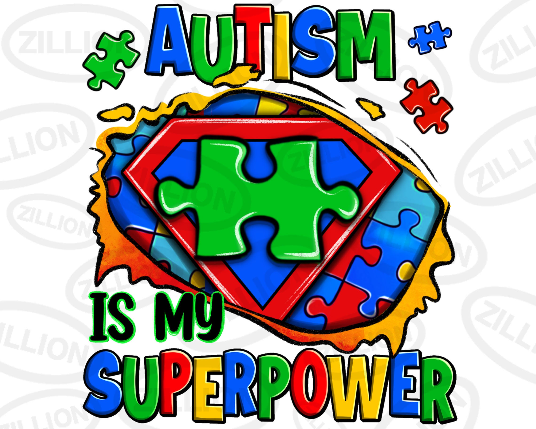5 Autism Awareness Multi Colored Enamel Puzzle Square Gold Plated