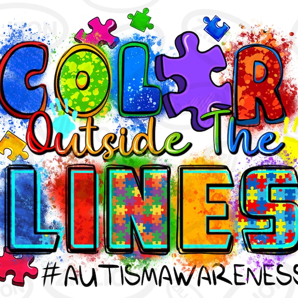 Color outside the lines Autism Awareness png sublimation design download, Autism Awareness png, Autism png, sublimate designs download