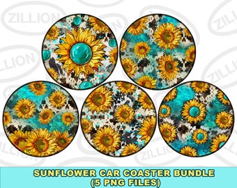 Sonnenblumen Autoachterbahn png Sublimation Design Bundle, westliche Autoachterbahn png, Sonnenblumen png, sublimieren Designs herunterladen