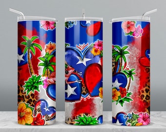 Puerto Rico hearts 20 oz skinny tumbler png, tumbler wrap png, Puerto Rico png, 20 oz tumbler designs, flowers tumbler png download