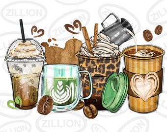 Latte coffee cups png sublimation design, western coffee cups png design, coffee love png, latte png, sublimate designs download