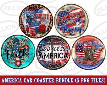 America car coaster png sublimation design bundle, 4th of July png,USA flag car coaster png, Independence Day png,sublimate designs download