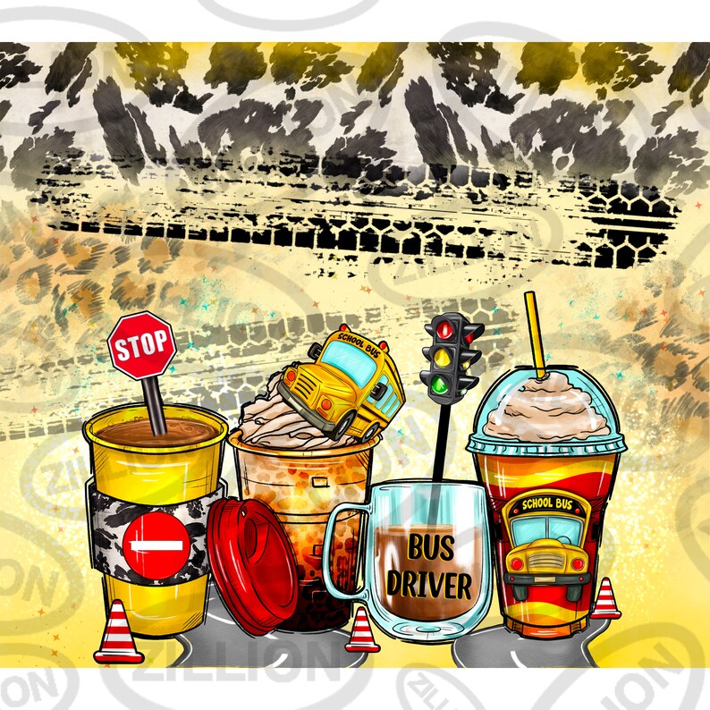 Bus Driver Coffee Cups 20 Oz Skinny Tumbler Png, Tumbler Wrap Png ...