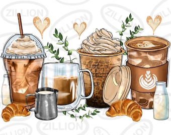 Latte coffee cups png sublimation design download, coffee cups png design, coffee love png, sublimate designs download