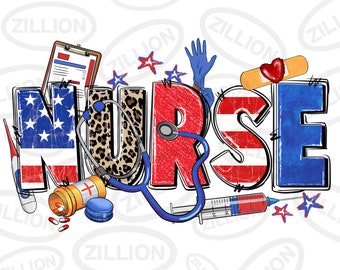 American Nurse png sublimation design download, 4th of July png, Nurse life png, USA Nurse png, sublimate designs download