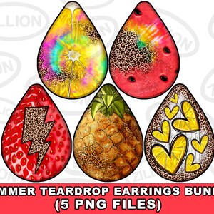 Summer teardrop earrings png sublimation design bundle, hello summer png, western teardrop earrings png, sublimate designs download