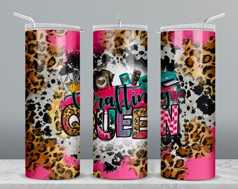 Crafting queen 20 oz skinny tumbler png, tumbler wrap png, crafting tumbler png, 20 oz tumbler designs, western tumbler png download