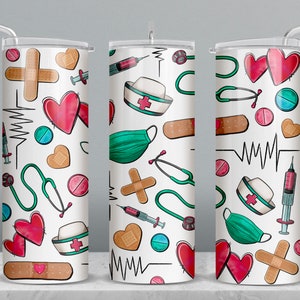 Nurse 20 oz skinny tumbler png sublimation design download, tumbler wrap png, Nurse tumbler png, 20 oz tumbler designs, tumbler png download