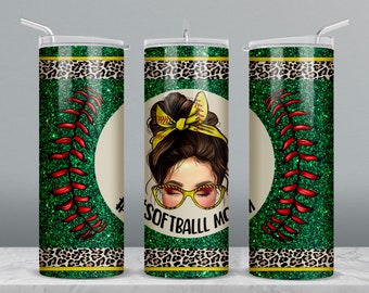 Softball Mama 20 Unzen Skinny Becher Png Sublimation Design Download, Sport Becher wickeln png, Softball 20 Unzen Becher, Becher png herunterladen