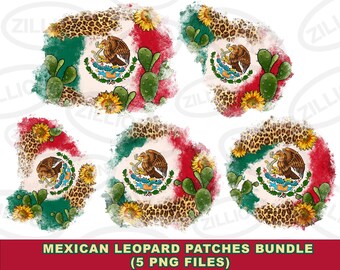 Mexican leopard patches png sublimation design bundle, western patches bundle png, cinco de mayo png, sublimate designs download