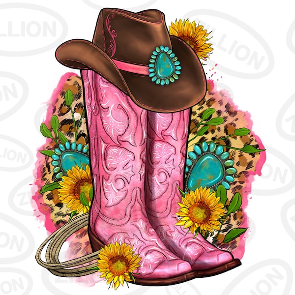 Cowgirl boots png sublimation design download, western cowgirl png, pink boots png, western png, sublimate designs download