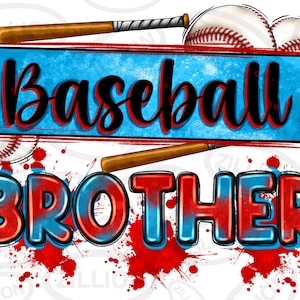 May include: Baseball Brother graphic with red, white, and blue color scheme. The graphic features baseballs, bats, and a blue and red splatter background.