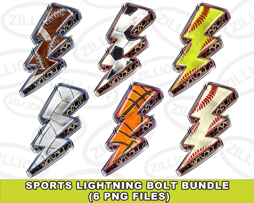 Sports Lightning Bolt Png Sublimation Design Bundle, Game Day Png