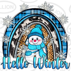 Hello winter rainbow png sublimation design download, winter vibes png, snowman png, hello winter png, sublimate designs download