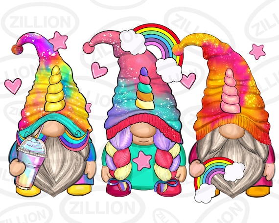 Unicorn gnomes png sublimation design download, unicorn png, cute unicorn png, gnomes png, hand drawn gnomes png, sublimate designs download