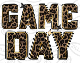 Game day leopard png sublimation design download,  sports png, game day png, sport game png, sublimate designs download