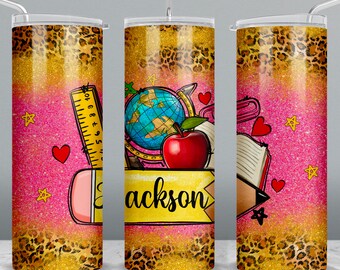Personalized back to school 20 oz skinny tumbler png, school tumbler wrap png, western 20 oz tumbler designs, tumbler png download