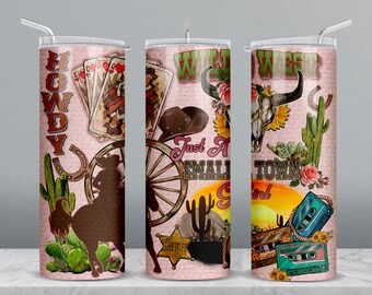 Wild west 20 oz skinny tumbler png, western tumbler png, tumbler wrap png, tumbler png, 20 oz tumbler designs, tumbler png download
