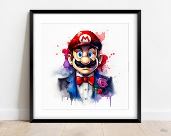 Super mario wall art Mario poster prints Super mario digital download home decor