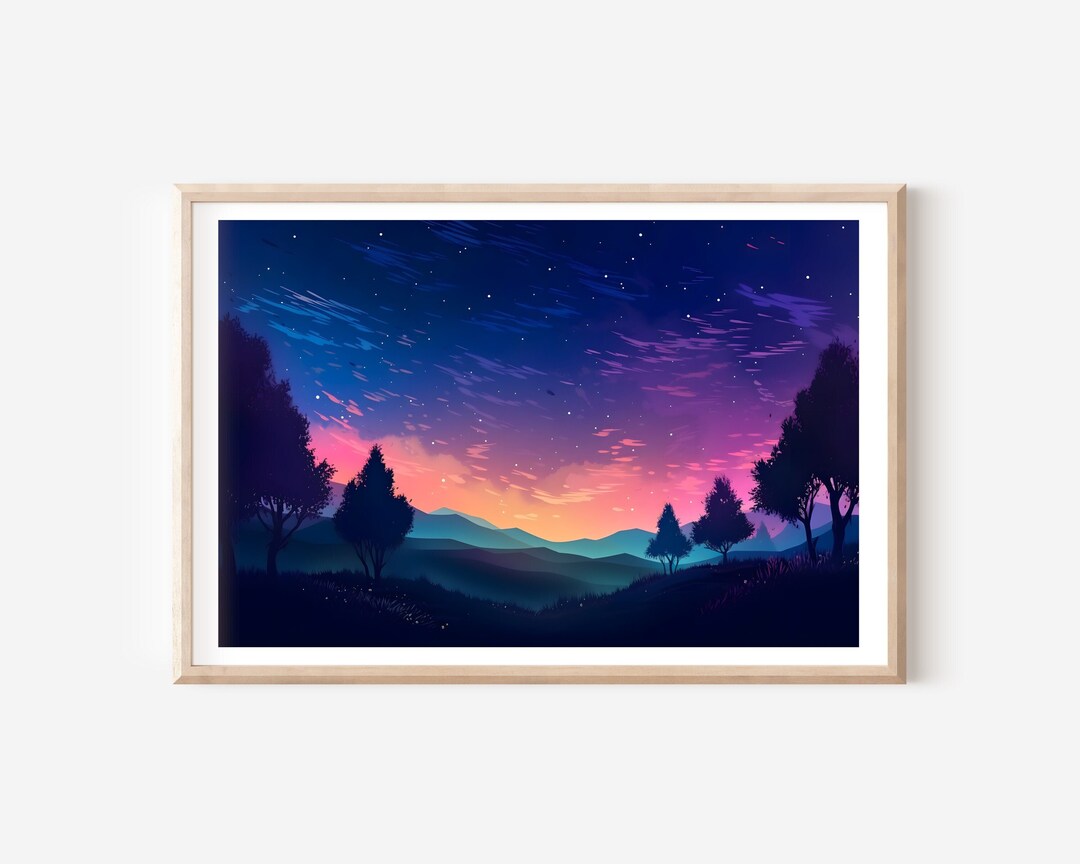 Starry Night Wall Art Night Sky Art Prints Digital Art Home Decor Etsy