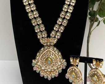 Beautiful Imitation Long Necklace, Kundan Rani Harr with Tikka and Earrings