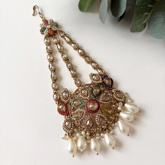Gold Passa Jhoomer/ Bridal Jhumar / head side passa / Bridal Head piece / Indian bridal jewelry / Side Tikka