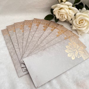 Pack of 10 Peacock Golden Foil design Card Envelopes Blessing Money Shagun Eidi Salami Sagan Money Gifts Gift Card Sleeve