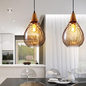 Vintage Nordic Glass LED Pendant Lamp | Glass Ball Hanging Light Fixtures for Dining and Living Room Lighting