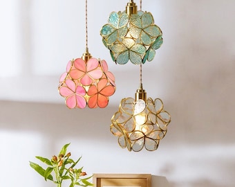 Nordic Flower Copper LED hanglampen voor slaapkamer, eetkamer en woonkamer | Glazen Hanglamp Luminaria