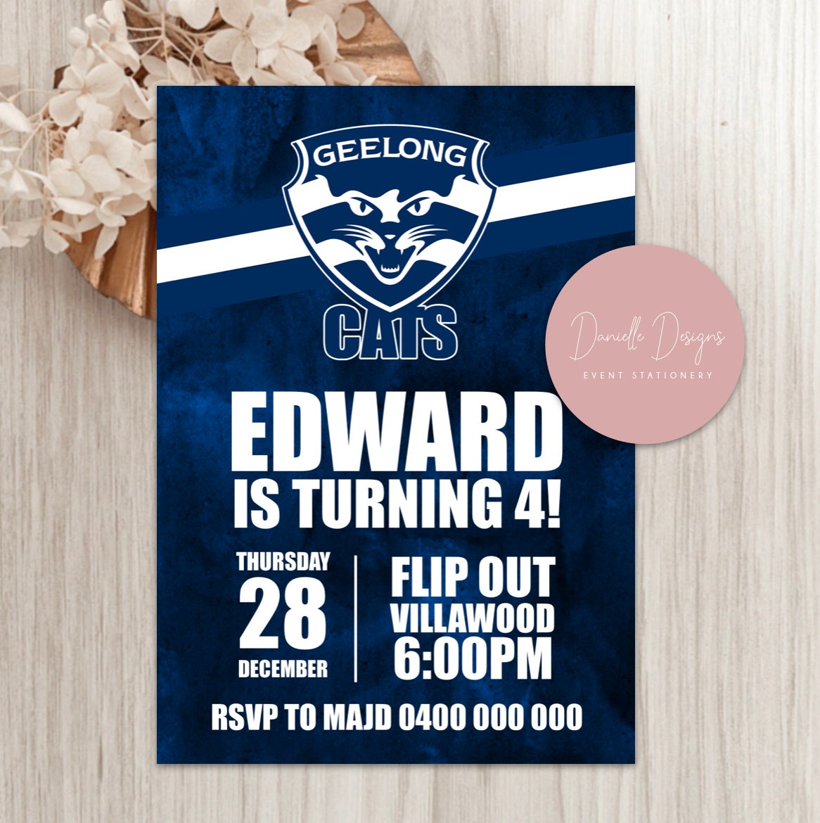 AFL Birthday Invitation Geelong Cats Digital File Etsy Australia