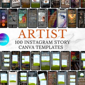 100 Editable Instagram Story Templates for Artists | Canva Social Media Kit for Art Marketing