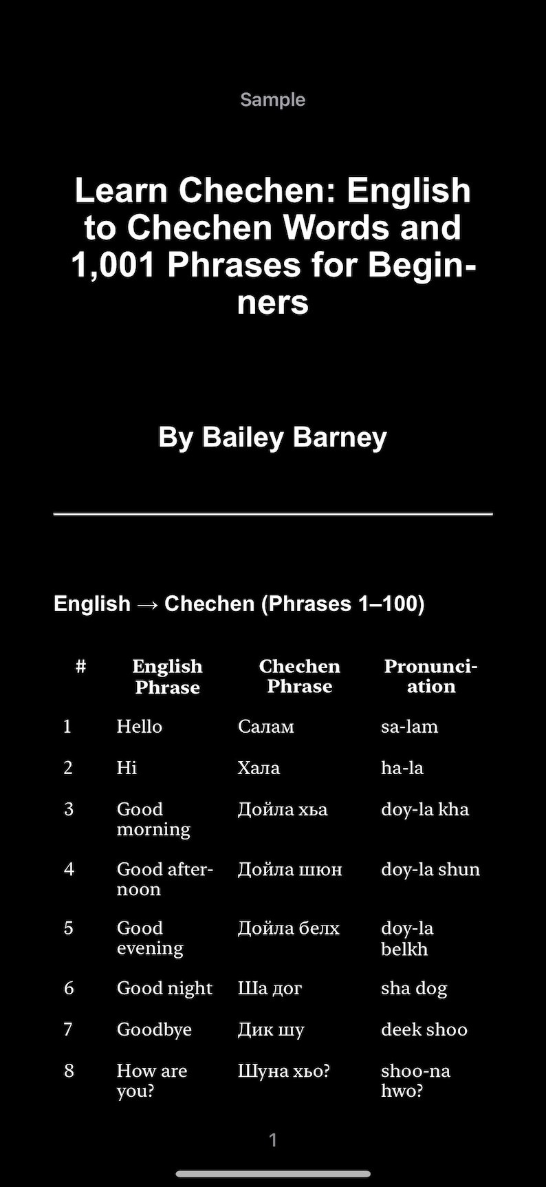 Learn Chechen: English to Chechen Words and 1,001 Phrases for Beginners ...