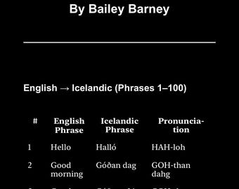 Learn Icelandic: English to Icelandic Words and 1,001 Phrases for