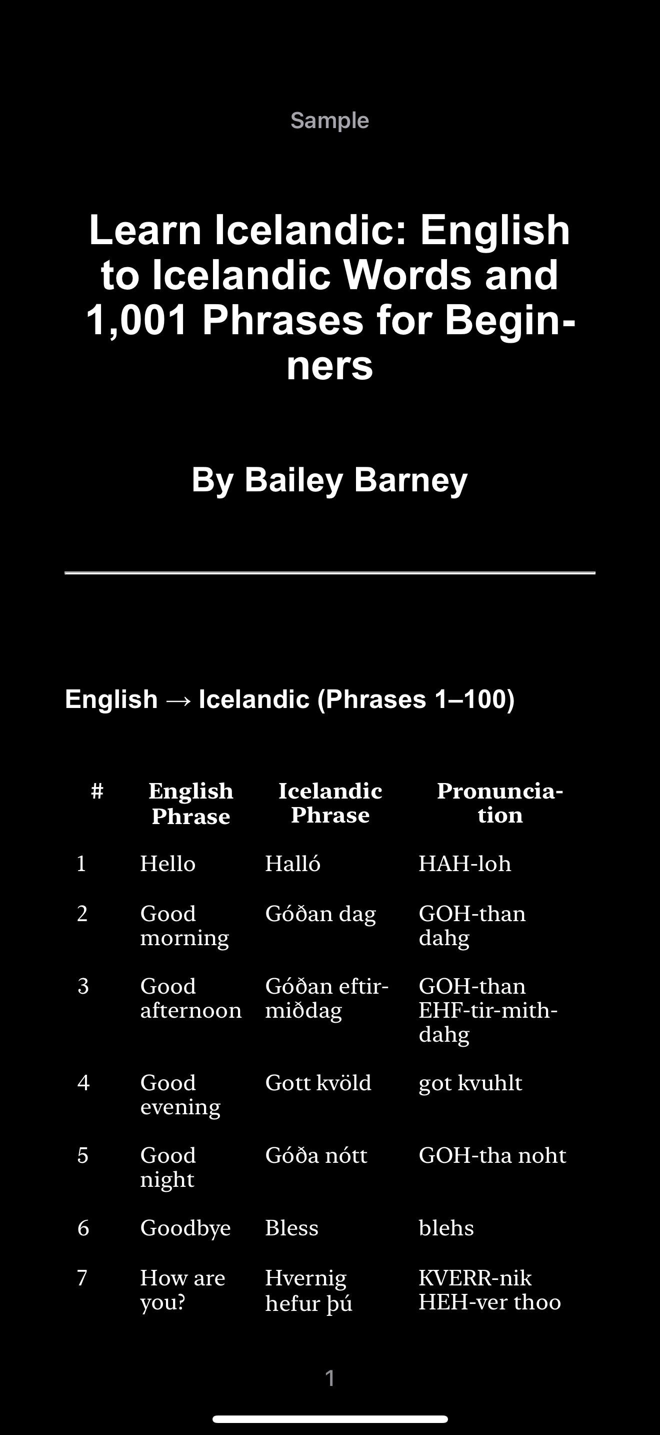 Learn Icelandic: English to Icelandic Words and 1,001 Phrases for