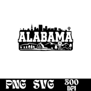 Conception SVG Alabama, logo Alabama, vecteur de la ligne d'horizon de l'Alabama, ligne d'horizon PNG, Silhouette de l'Alabama, Alabama Clipart