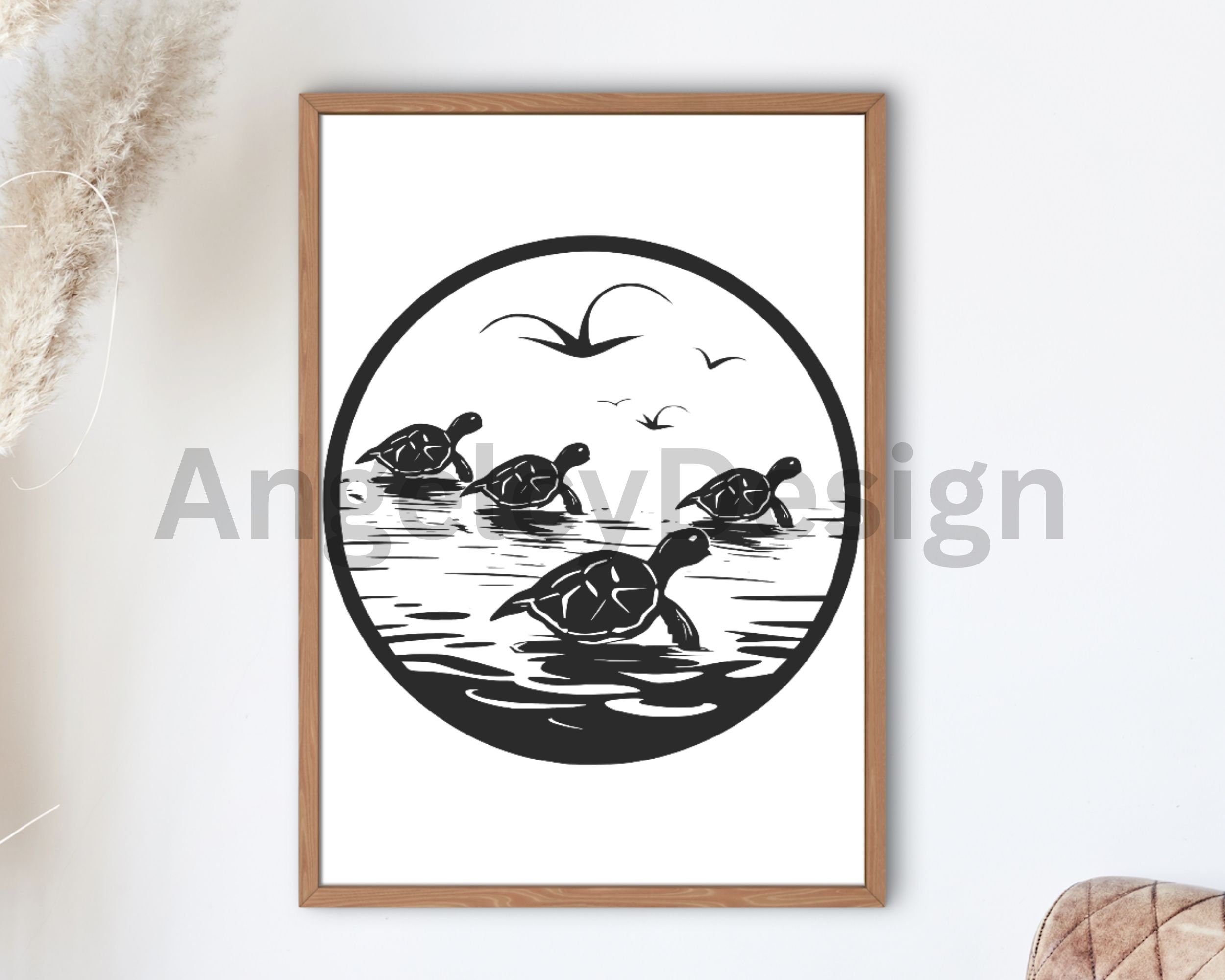 Sea Turtle Beach Scene Svg Designs, Beach Logo Vector, Sea Turtle PNG ...