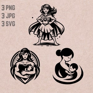 Conceptions de super maman SVG, logo de la fête des mères, vecteur de maman forte, mère attentionnée PNG, cadeau pour maman, vecteur de maman n ° 1