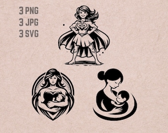 Super Mom SVG designs, Mothers Day logo, Strong Mom vector, Caring Mother PNG, Gift for Mom, No.1 Mom vector