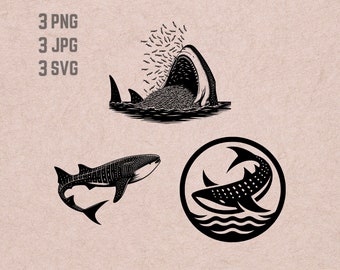 Walvishaai svg ontwerpen, Walvishaai logo, Shark PNG, Sea Creature bundel clipart, Garnalen JPG, Walvis vector