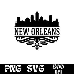 Design SVG do horizonte de Nova Orleans, logotipo de Nova Orleans, vetor do horizonte de Nova Orleans, horizonte PNG, pacote de cidades dos EUA, clipart urbano