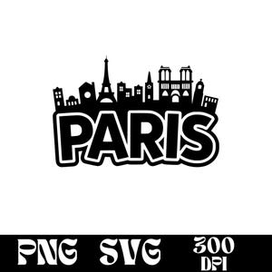 Conception SVG de la ligne d'horizon de Paris, logo de Paris, vecteur de la ligne d'horizon de Paris, Skyline PNG, lot de Paris, Clipart urbain