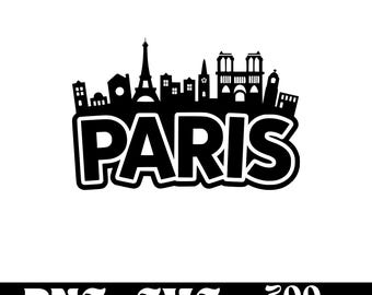 パリのスカイライン SVG デザイン、パリのロゴ、パリのスカイラインのベクター、スカイライン PNG、パリのバンドル、都市のクリップアート